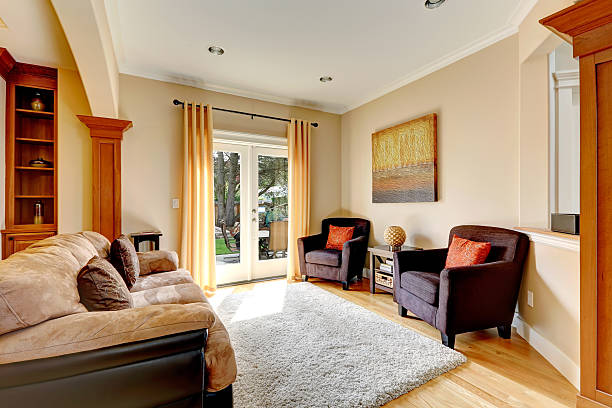 istock Living room area with door to backyard 485864719