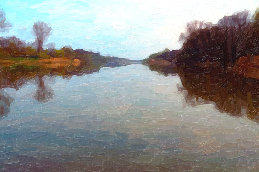 oil painting, river, look far, germany
