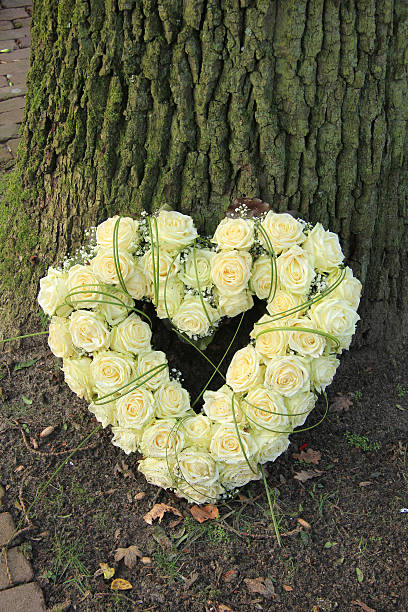 istock Heart shaped sympathy flowers 485865215