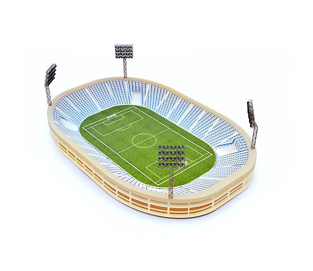 istock stadium with soccer field with the light stands 485865257