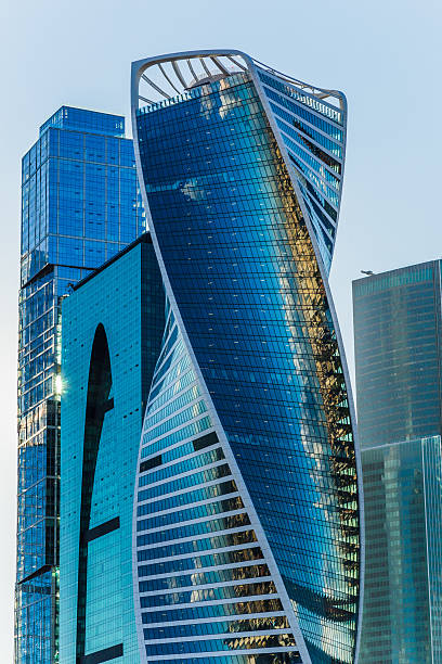 istock Close up office building made of glass 485865420