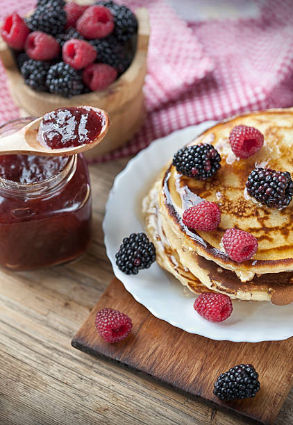 istock Delicious pancakes with berries 485866140
