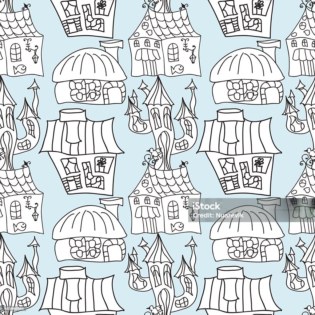 Houses monochrome seamless pattern Architecture stock vector