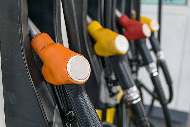 istock Pump nozzles at the gas station 485868068