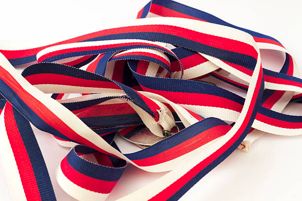 istock Tricolor ribbon, blue, red and white 485868276