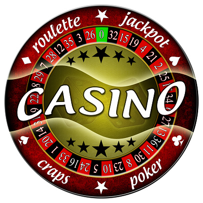 Blue casino chip with clubs signes isolated balck background, 3d Illustration