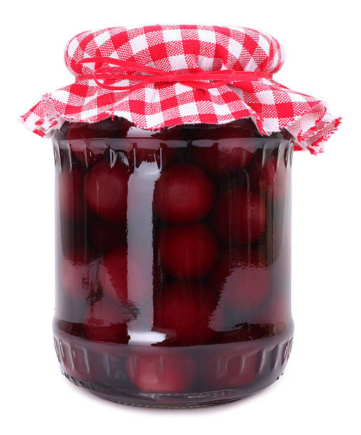 istock Jar of preserved cherries 485870895