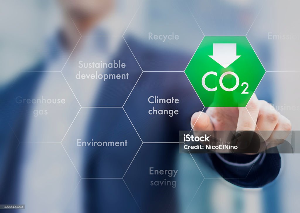 Ridurre le emissioni di gas serra per i cambiamenti climatici e sustainabl - Foto stock royalty-free di Gas serra
