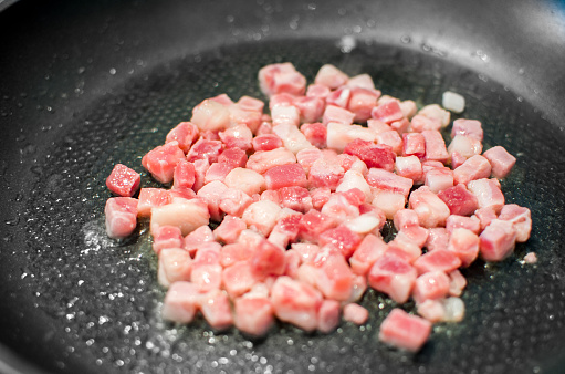 Dice bacon cook raw