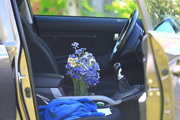istock Summer flowers in the car 485875352
