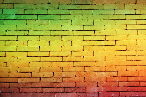 green red yellow brick Wall background (Reggae style)