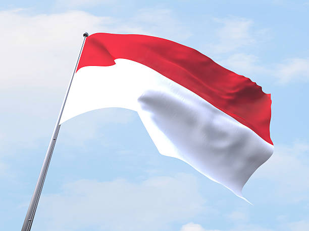 istock Manaco flag flying on clear sky. 485878618