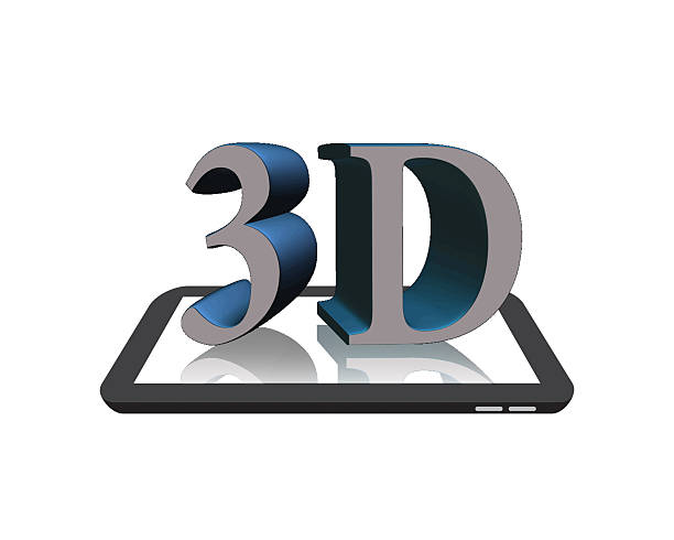 3 d sobre o tablet digital - 3dtv imagens e fotografias de stock