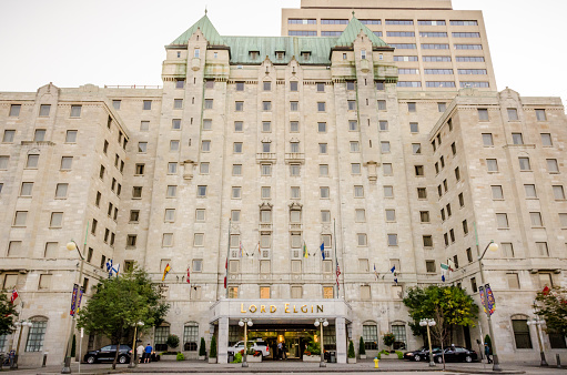 Ottawa, Сanada - September 11, 2012: Front Entrance to the Ottawa Lord Elgin Hotel as seen on Elgin Street