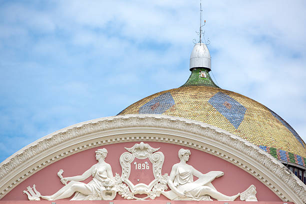 Amazon Theatre with blue sky, opera house in Manaus, Brazil