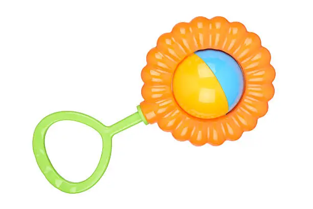 Baby rattle isolated on white background. With clipping path