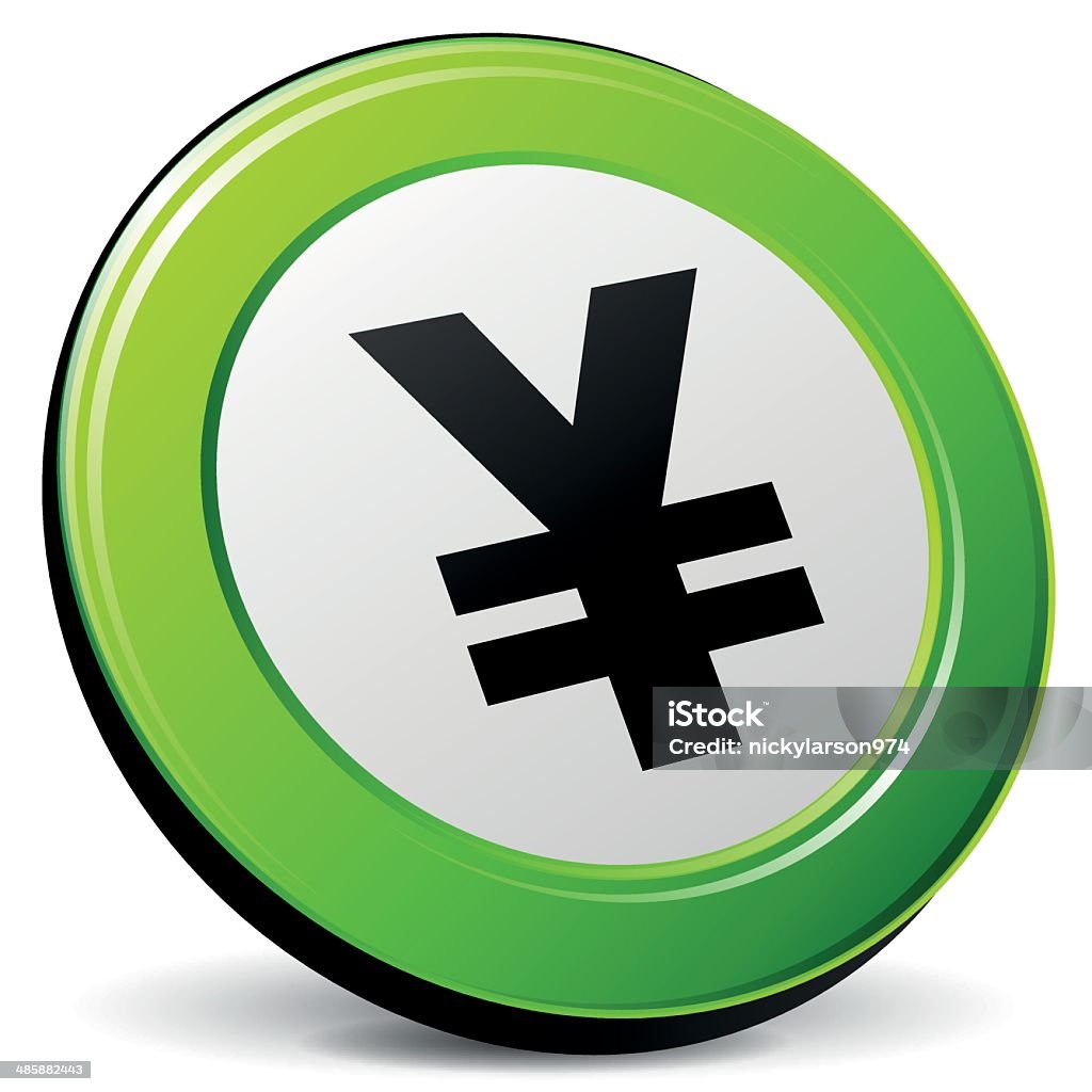 Icono de Vector verde yen - arte vectorial de Blanco - Color libre de derechos