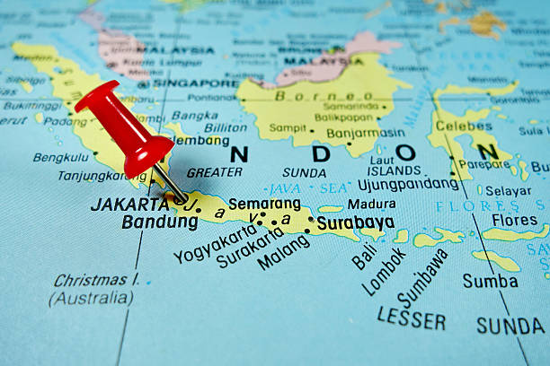 istock Pushpin marking on Jakarta, Indonesia 485882896