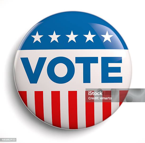 Vote Usa Stock Photo - Download Image Now - Voting, Campaign Button, White Background