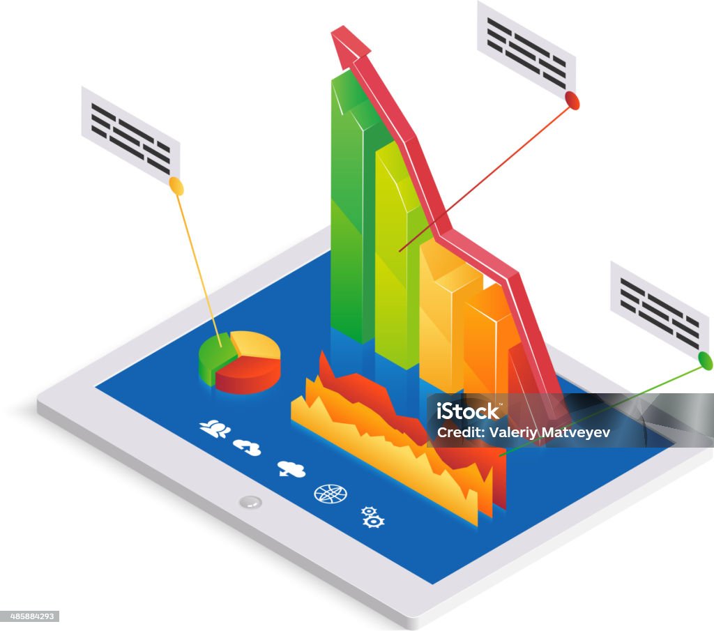 PC o plantilla de infografía analítica - arte vectorial de Aplicación para móviles libre de derechos