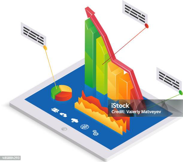 Ilustración de Pc O Plantilla De Infografía Analítica y más Vectores Libres de Derechos de Aplicación para móviles - Aplicación para móviles, Big Data, Brillante