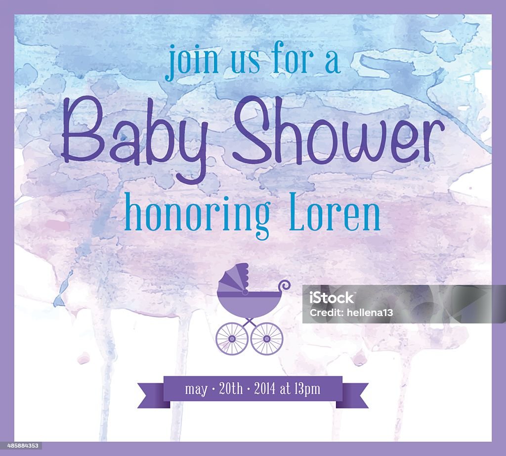 Acuarela de invitación de bebé ducha - arte vectorial de Invitación libre de derechos