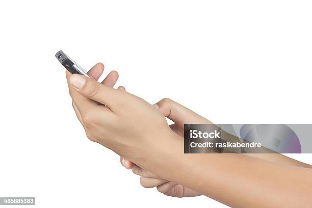 Woman Finger Touching Blank Screen Of Drawn Smartphone Stock Photo - Download Image Now
