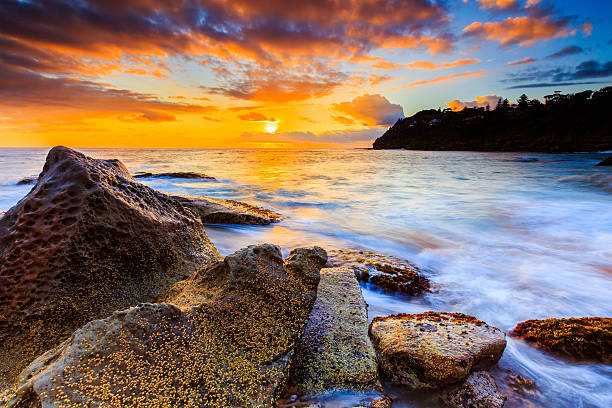 istock Beautiful Sunrise seascape view (Whale beach), Sydney, Australia. 485886342