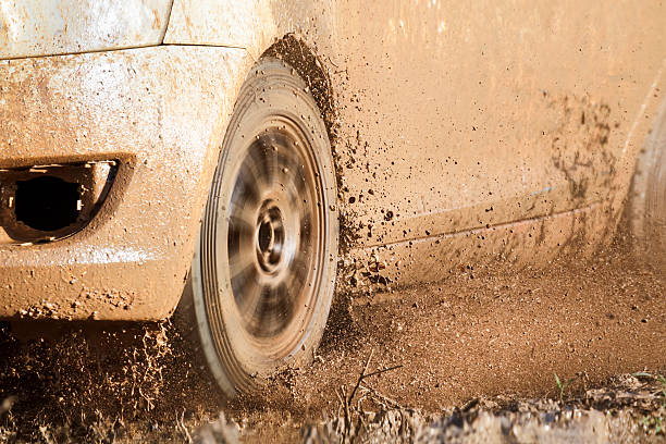 istock Rally car in muddy road 485889816