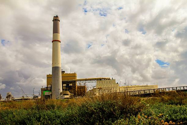 istock Small power plant using gas on  cloudy sky background 485894258