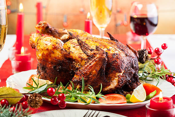 istock Baked chicken for Christmas dinner 485894952