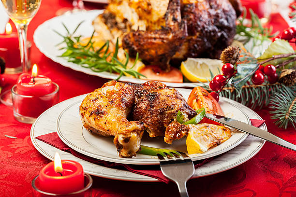istock Baked chicken for Christmas dinner 485895686