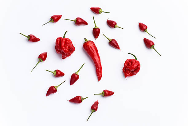 Hot Chilli Peppers isolated on white stock photo