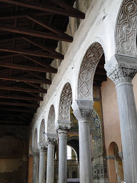 istock Beautiful column of famous Euphrasian Basilica in Porec. 485896346