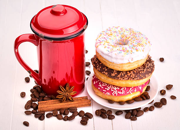 istock Tasty donut with a cup of coffee 485897853