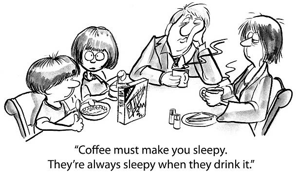 ilustraciones, imágenes clip art, dibujos animados e iconos de stock de sleepy café - dependency caffeine tired women