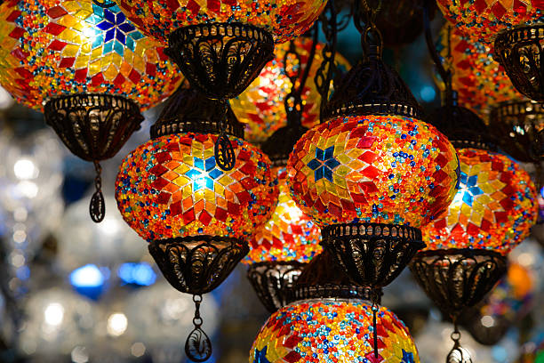 Traditional turkish mosaic lanterns Backgrounds and textures: traditional turkish mosaic lanterns at Istanbul` s Grand Basaar, touristic abstract grand bazaar istanbul stock pictures, royalty-free photos & images