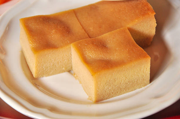 istock Dessert Thai  egg custard sweet on white plate 485900200