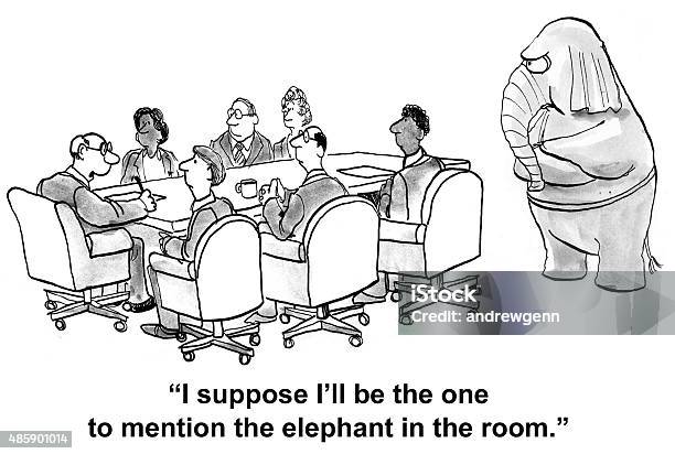 Elephant In The Room Stock Illustration - Download Image Now - Elephant, Domestic Room, Business