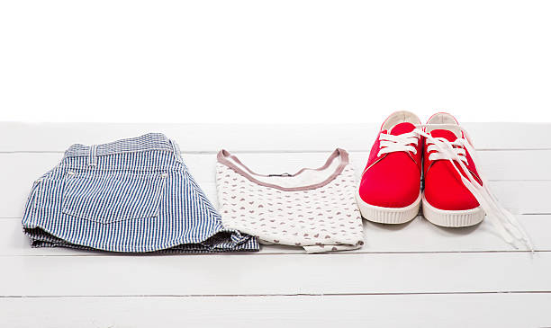 istock Red shoes and clothes 485904598