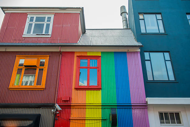 Brightly coloured houses in Reykjavik, Iceland.