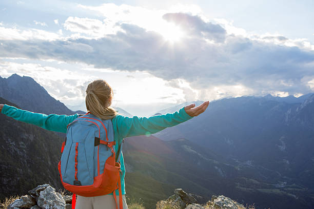istock Young woman enjoying hiking in summer 485908000