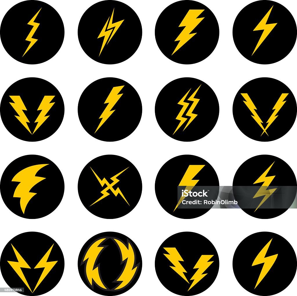 Lightning Bolt Icons Vector illustration of twelve lightning bolt icons. Lightning stock vector