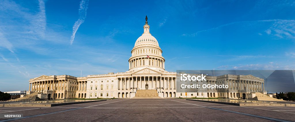 Panoramic of US Capitol Building in Washington DC -XXXL Panoramic of the fron facade of the US Capitol Building in Washington DC Capitol Building - Washington DC Stock Photo