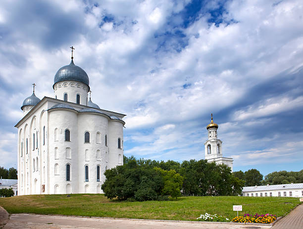 istock Saint George's Cathedral and bell tower, Russian orthodox Yuriev Monastery 485916482