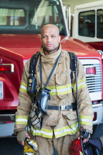istock African American fireman at fire station 485916500