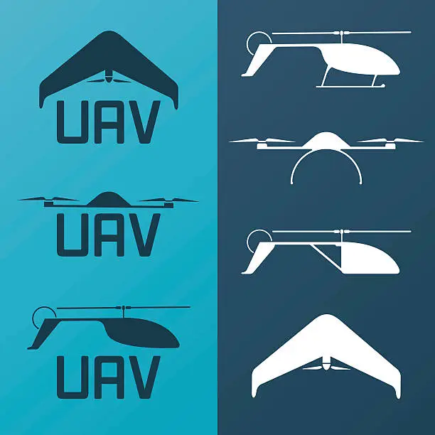 Vector illustration of Set of UAV rc model icons