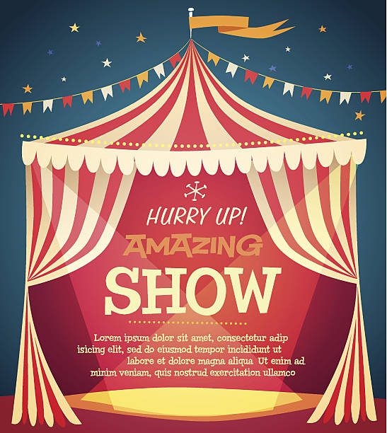 ilustrações, clipart, desenhos animados e ícones de cartaz de circo - circus circus tent carnival tent