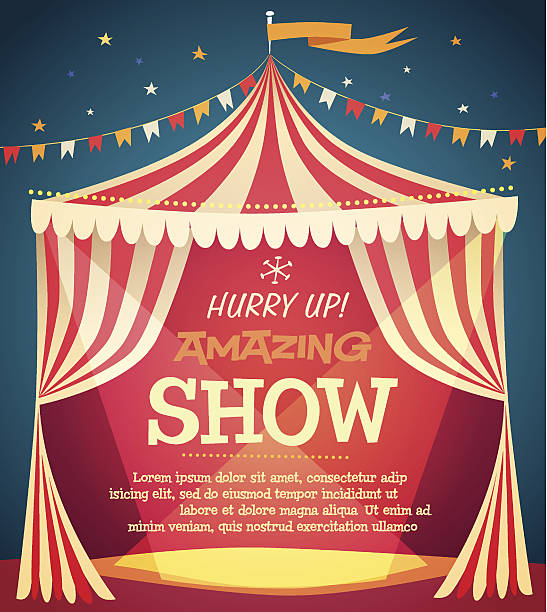 Circus tent poster Vector illustration. Contains transparency. Eps10. entertainment tent illustrations stock illustrations
