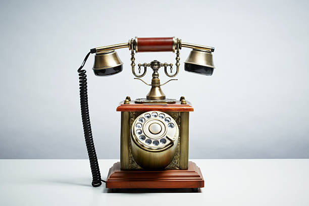 istock Antique telephone on white background 485920743